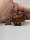 Vintage Carved Wood Brown Bear Figurine Mini Folk Art Animal    