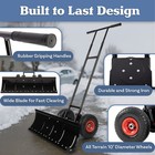 Heavy Duty Snow Shovel With Wheels 35 8    Wide Metal Snow Pusher Adjustable Blade