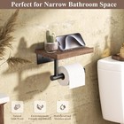 Toilet Paper Holder With Wood Shelf Wooden Wall Mount Tissue Paper Roll Holder