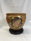 Decorative Asian Style Fish Bowl  Satsuma Style Koi Bowl Or Planter Vintage 