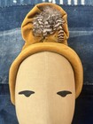Vintage 1930s Yellow Velvet Feathered Pointed Pixie Hat Costume Rare