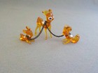 Vintage Deer With Babies Miniature Figurine Glass Chain 1 5  Tallest Point