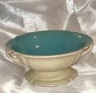 Vintage Mid Century American Art Pottery Console Bowl Cream  turquoise Shape 224