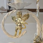 White   Gold Metal Angel Candelabra Candle Holder  Vintage  Freestanding  Taper
