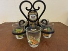 Vintage France Hunting Shot Glass Set 6 Wildlife Austria   sterreich Caddy