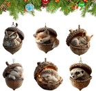 6pcs Cozy Forest Christmas Ornaments Forest Animal Acorn Ornaments 