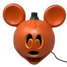 Vtg Micky Mouse Pumpkin Jack O Lantern Blow Mold Lights Up 12  X 9  Halloween