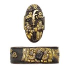 Fuchi Kashira Three Kingdoms Japanese Antique Sword Fitting Samurai Katana