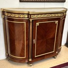 Antique French Louis Xvi Marble-top Bronze Ormolu Mahogany Cabinet Server Chest