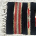 Vintage Chimayo Hand Woven Wool Table Runner Black Red White Gray Southwestern
