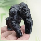 2 8  Natural Obsidian Carved Gorilla Quartz Crystal Skull Reiki Gemstone 1pc