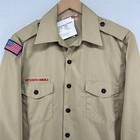 Boys Scouts Of America Shirt Men M 15 15 5 Bsa Khaki Uniform Flag Patch Vtg New