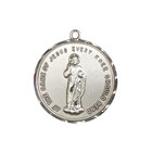 Large Sterling Silver Holy Name Medal Pendant 24  Endless Chain Necklace