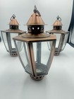 Set Of 3 Vintage Brass   Glass Candle Lantern 8        Small Hanging Lantern     As-is