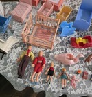 Vintage Dollhouse Furniture And Doll Family Lot Renwal Ideal Plasco