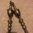 Vintage Pair Of Large Solid Brass   Wrought Iron Andirons From 1970s 19 t X19 l