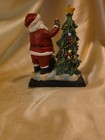 Vintage Metal Christmas Stocking Holder Santa   Christmas Tree