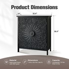 Vintage Buffet Sideboard Storage 2-door Black Flower Carving Distressed Storage