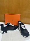 Hermes Bouncing Sneakers Men   s Size 43 10 Leather Black Classic Walking Shoes