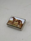 Vintage English Sterling Silver Enamel Horse Pill Box Hallmarked Sheffield 1985