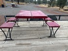 Vintage  handy  Suitcase Folding Picnic Table   Chair Set Milwaukee Stamping Co 