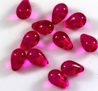 Tear Drop Beads  6x9 Mm  Fuchsia Pink W  Gloss Finish  20 Pcs