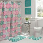 Addison 30 In  L X 18 In  W 15-piece Bath Rug And Shower Curtain Set Pink Blue