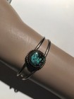 Vintage Indian Sterling Silver Turquoise Inlay Bracelet 9 79g