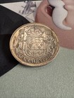 1942 Canadian Silver 50 Cents Half Dollar Coin - Pleasing Patina Obverse Rim