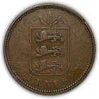 1864 54 Guernsey 4 Doubles Fine F Coin  Minor Corrosion  26692