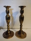 Pair Vintage 11 Inch Heavy Solid Brass Candlestick Marked Eb Each 1 Lb 14 5 Oz
