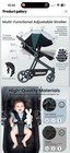 2 In 1 Baby Stroller Foldable Pram Newborn Toddler Carriage With Canopy Black