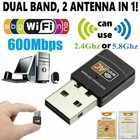 Lot 1-100 Mini Dual Band 600mbps Usb Wifi Wireless Adapter Network Card 2 4 5ghz