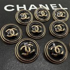 10 Chanel Buttons Cc Logo Gold Black 22mm Metal Vintage