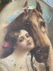 Vintage Prohibition 1905 Chas Ehlen Girl With Horse Oval Metal Beer Tray