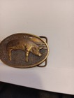 Pig Brass Belt Buckle 1972 Bergamot Brass Works Metal Vintage 3 5  Excellent 