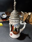 Vintage German Regimental 1 2l Beer Stein With Lithograph Bottom - 1901