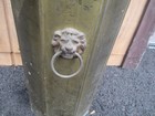 Vintage English Regency Brass Lion s Head Entryway Umbrella Stand ashtray 21  