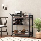 3-tier Bar Cart  Industrial Serving Cart With Wine Racks   Glass Holders  Con   