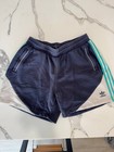 Adidas Originals Retro 3 Stripe Fleece Shorts Navy Teal Cream Large L Vintage St