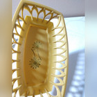 Vintage Plastic Basket Avocado Green Floral Kitchen 70s 80s