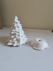 Vintage 1988 Bisque Ceramic Christmas Tree Paint Your Own 7  W Base