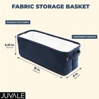 Blue Jute Fabric Storage Bin Basket Container Organizer Rectangular 16 x6 x5 5 