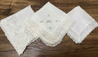 Vintage Bridal Wedding Hankie Handkerchief White Embroidered Lace X3