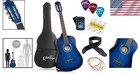 Beginner-friendly 38-inch Blue Acoustic Guitar Package With Accessories Included