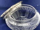 Large Antique Repousse Sterling Cut Crystal Dresser Vanity Powder Jar - 4 5 Inch