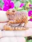 Gx1181 - 20 Years Old 2  Hand Carved Ironwood Netsuke - Lucky Goat