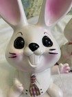 Vintage Pair Of White Rabbit Bunny Coin Banks Boy   Girl  niagra  