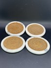 Vintage Mcm White And Gray Marble And Cork Coasters Set Of 4 3 5    Bn45