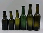 Lot Of 6 Antique England Glass Beer Bottles Collection 19th Century